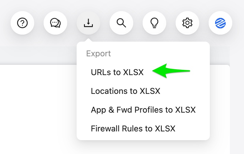 URL Export Button Location